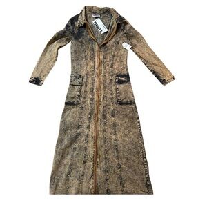 Women's Thrill Washed Bronze Long Jean Jacket